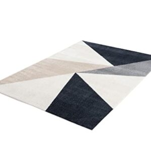 Abani Rugs Gray, Cream and Beige 6 ft. X 9 ft. Contemporary Rug. Repeated Triangles in Tones of Cream and Gray Inspired by mid-Century Design. Minimalistic Design Turkish Stain Resistant Area Rug.