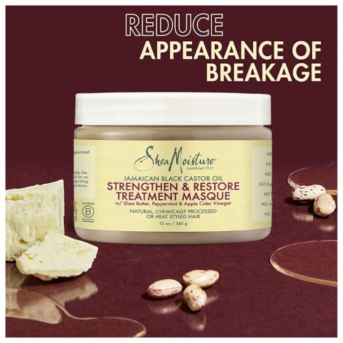 SheaMoisture Curly Hair Products, Jamaican Black Castor Oil Strengthen & Restore Treatment Masque, Paraben Free Moisturizer Hair Mask for Healthy Hair Growth