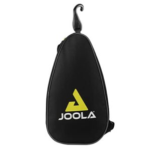 joola vision duo pickleball bag - fits pickleball set of 2 paddles and 2 pickleball balls - features tuck away fence hook, secure ball & accessory zipper pocket, and sleek flat panel design