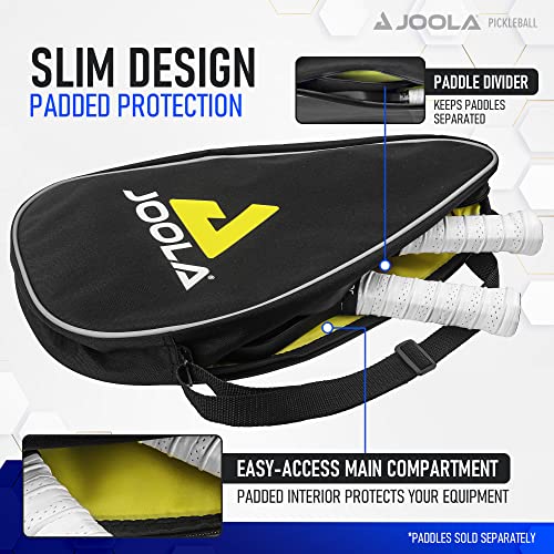 JOOLA Vision Duo Pickleball Bag - Fits Pickleball Set of 2 Paddles and 2 Pickleball Balls - Features Tuck Away Fence Hook, Secure Ball & Accessory Zipper Pocket, and Sleek Flat Panel Design