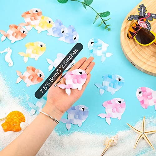 100 Pack Colorful Fish Mini Accents Creative Fish Cutouts Teaching Products Paper Ocean School Supplies Ocean Theme Early Childhood Education Materials for School Bulletin Board Decor