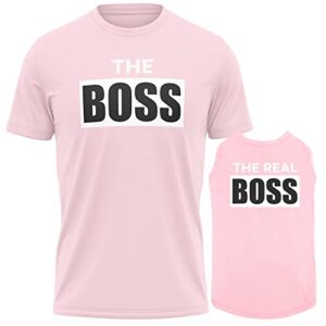 funny matching dog and owner outfit t- shirt - the boss the real boss pet & owner matching shirts