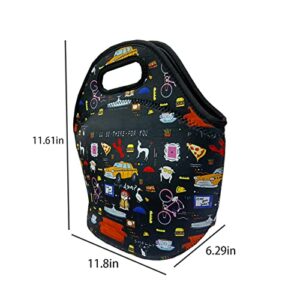 LOOJIM Friends TV Show Merchandise Neoprene Lunch Bag Friends TV Show Gifts Reusable Tote lunch Box Friends Picnic Insulated Lunch Bags