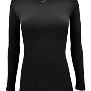 Natural Uniforms Women's Under Scrub Tee Crew Neck Long Sleeve T-Shirt (Black, Medium)