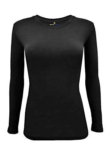 Natural Uniforms Women's Under Scrub Tee Crew Neck Long Sleeve T-Shirt (Black, Medium)