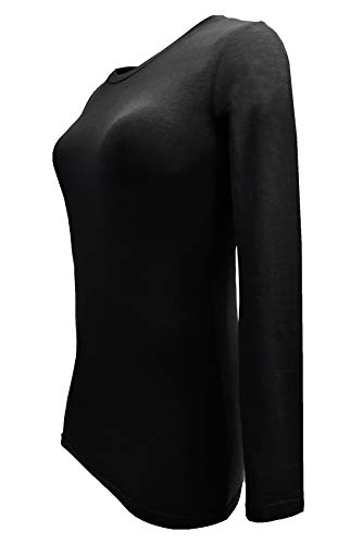 Natural Uniforms Women's Under Scrub Tee Crew Neck Long Sleeve T-Shirt (Black, Medium)