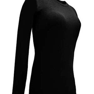 Natural Uniforms Women's Under Scrub Tee Crew Neck Long Sleeve T-Shirt (Black, Medium)