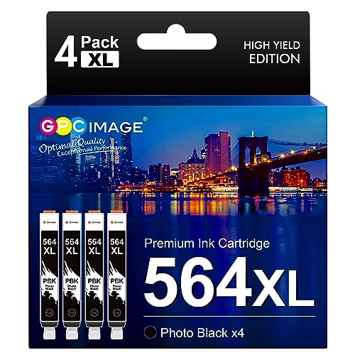 GPC Image Compatible Ink Cartridge Replacement for HP 564XL 564 XL Compatible with DeskJet 3520 3522 Officejet 4620 Photosmart 5520 6510 7520 7525 Printer (4 Photo Black)