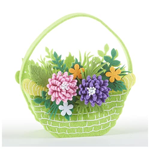 Delton Felt Green Flower Basket, 6.30-inch Length