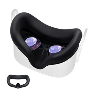 8vr silicone face cover compatible with meta/oculus quest 2, sweatproof washable face pad light blocking quest 2 accessories (black)