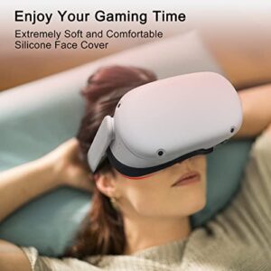 8VR Silicone Face Cover Compatible with Meta/Oculus Quest 2, Sweatproof Washable Face Pad Light Blocking Quest 2 Accessories (Black)