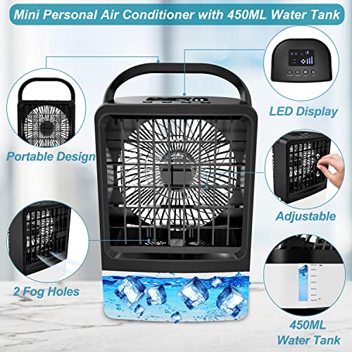 Portable Air Conditioners AC - 4000mAh USB Battery Air Conditioner Portable with Remote Control, Rechargeable Anti-Leak Personal Air Conditioner for Camping, Home, Indoor, Outdoors