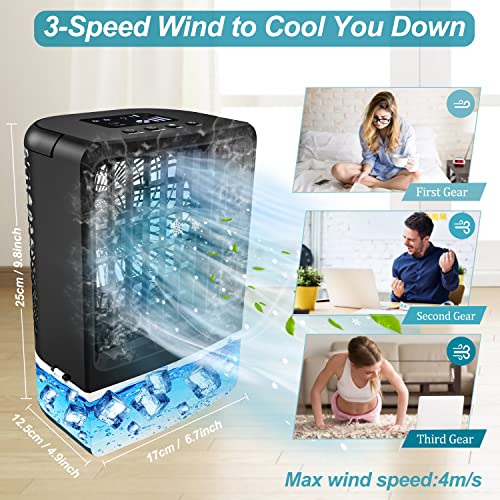 Portable Air Conditioners AC - 4000mAh USB Battery Air Conditioner Portable with Remote Control, Rechargeable Anti-Leak Personal Air Conditioner for Camping, Home, Indoor, Outdoors