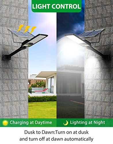 AWANFI Solar Street Light Outdoor, Solar Powered Flood Light Waterproof Dusk to Dawn with Remote Control On/Off Switch for Outside Yard Parking Lot Lighting