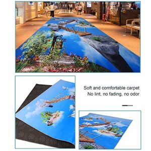 SDGWEG 3D Optical Illusion Rug for Living Room,Lotus Ocean Print Pattern Area Rug Home Decor Carpet Mat,Non Slip Nautical Runner Rug Large Porch Hallway Doormat Washable-E 100x300cm(39x118inch)