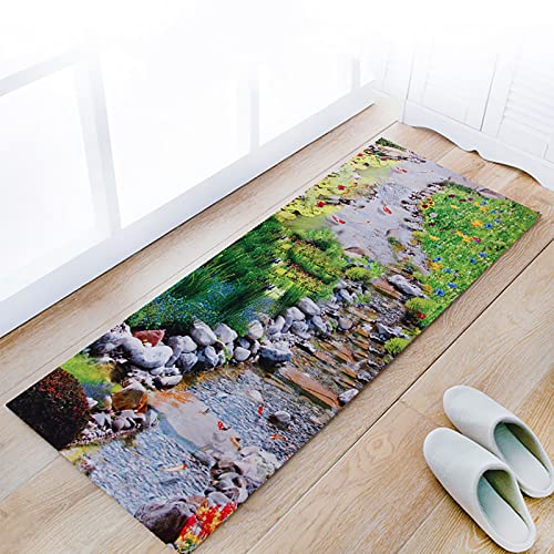 SDGWEG 3D Optical Illusion Rug for Living Room,Lotus Ocean Print Pattern Area Rug Home Decor Carpet Mat,Non Slip Nautical Runner Rug Large Porch Hallway Doormat Washable-E 100x300cm(39x118inch)