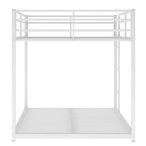 Full Over Full Metal Floor Bunk Bed with Ladder, Full Size Bunk Bed for Teens, No Box Spring Needed