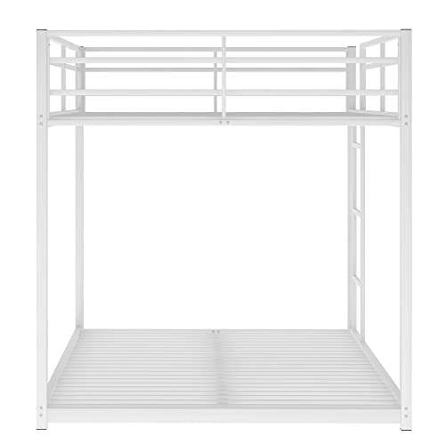 Full Over Full Metal Floor Bunk Bed with Ladder, Full Size Bunk Bed for Teens, No Box Spring Needed