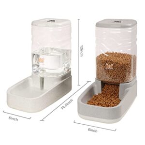 ELEVON Automatic Dog Cat Gravity Food and Water Dispenser Set with Pet Food Bowl for Small Large Pets Puppy Kitten Rabbit Large Capacity(White&Gray)