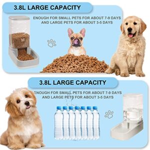 ELEVON Automatic Dog Cat Gravity Food and Water Dispenser Set with Pet Food Bowl for Small Large Pets Puppy Kitten Rabbit Large Capacity(White&Gray)