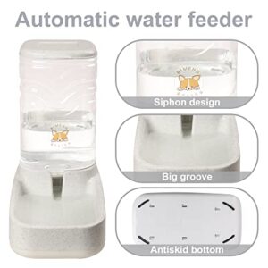 ELEVON Automatic Dog Cat Gravity Food and Water Dispenser Set with Pet Food Bowl for Small Large Pets Puppy Kitten Rabbit Large Capacity(White&Gray)