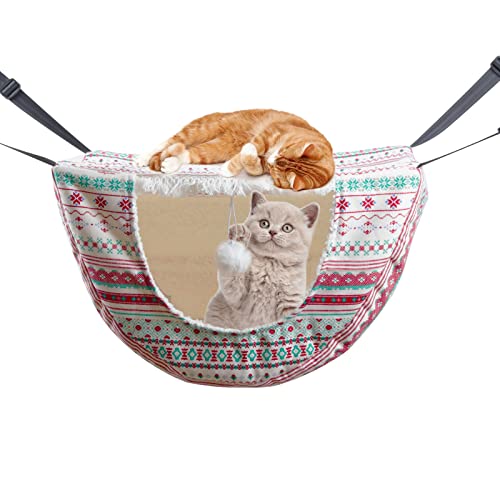 ONENIN Cat Cage Hammock,Hanging Soft Pet Bed for Kitten Ferret Rabbit Raccoon or Small Pet,Double Layer Hanging Bed for Pets,2 Level Indoor Bag for Spring/Summer/Winter (White)