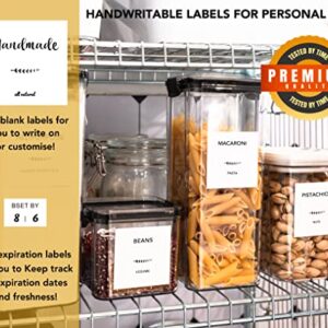 180 Kitchen Pantry Labels for Food Storage Containers, Preprinted Minimalist Food Labels for Jars, Waterproof Black Script Jar Label Stickers for Organization and Storage