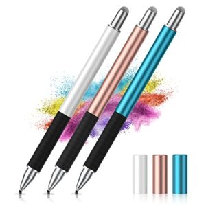 stylus pen for ipad (3 pcs), universal stylus with high sensitivity disc & fiber tip, compatible with ipad, iphone, android and other capacitive touch screens