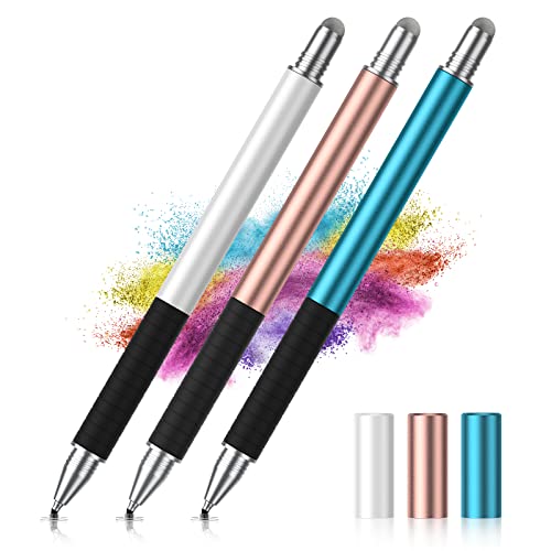 Stylus Pen for iPad (3 Pcs), Universal Stylus with High Sensitivity Disc & Fiber Tip, Compatible with iPad, iPhone, Android and Other Capacitive Touch Screens