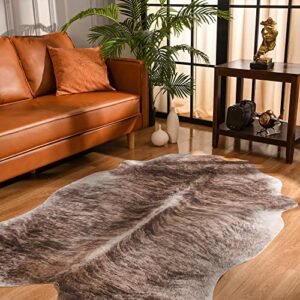 lyendos faux cowhide rug large size 4.6x5.2 feet, cowhide rug for suitable for indoor living room, bedroom, dining room, cow print rug hanging on the wall,cow rug thickened, non-slip