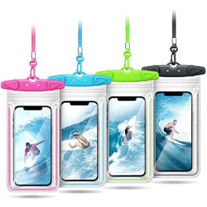 universal waterproof phone pouch, 4-pack ipx8 waterproof phone lanyard case compatible with iphone 14/13/12/11 pro max/pro/8 plus, galaxy s22/s21/s20/s10/note 20/10/9 up to 6.8", dry bag for vacation