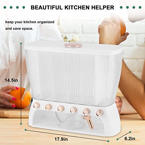 JIAWANSHUN Rice Dispenser Food Storage Container 6 Grids Bulk Rice Organizer Box Countertop Rice Holder Kitchen Dispenser Keeper for Grains Beans Corns