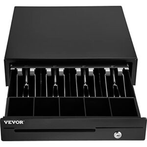 VEVOR Cash Register Drawer 13" 12 V for POS System with 4 Bill 5 Coin Cash Tray Removable Coin Compartment & 2 Keys Included, RJ11/RJ12 Cable for Supermarket Bar Coffee Shop Restaurant