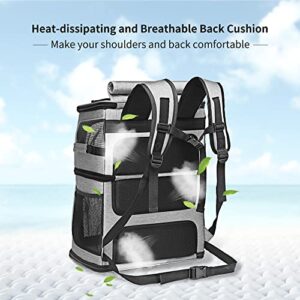 Cat Backpack Carrier for 2 Cats, Cat Carrier for Large Cats, Dog Backpack for 2 Small Dogs, with 7 Ventilation Windows, Built-in Frame and Support Plate, Safety Straps, Collapsible, Beviliu