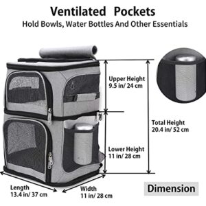 Cat Backpack Carrier for 2 Cats, Cat Carrier for Large Cats, Dog Backpack for 2 Small Dogs, with 7 Ventilation Windows, Built-in Frame and Support Plate, Safety Straps, Collapsible, Beviliu