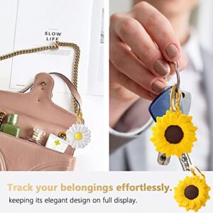 Compatible with Apple AirTag Case 2 Pack for AirTag Keychain ,Silicone Protective case Secure Holder with Key Ring,Anti-Scratchfor Apple AirTags Case Accessories (Sunflower + Daisy)