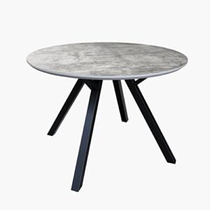 acanva small round dining table for 4 person, mdf & hpl surface and sturdy base structure, modern design for kitchen, living room & apartment, easy assembly, 43.3” diam. x 30” h, grey concrete