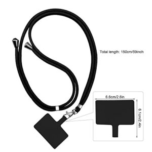 UBITREE Universal Phone Lanyard, Crossbody Cell Phone Lanyards Multifunctional Nylon Patch Adjustable Shoulder Neck Strap Compatible with Most Smartphones Black