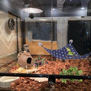 Crested Gecko Tank Accessories, Coconut Hut with Ladder Reptile Hammock Colorful Hanging Plants Jungle Climber Vine Coco Shell Hideout Habitat Decor for Bearded Dragon Lizard Gecko Snake