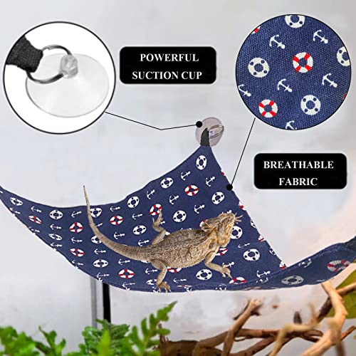 Crested Gecko Tank Accessories, Coconut Hut with Ladder Reptile Hammock Colorful Hanging Plants Jungle Climber Vine Coco Shell Hideout Habitat Decor for Bearded Dragon Lizard Gecko Snake