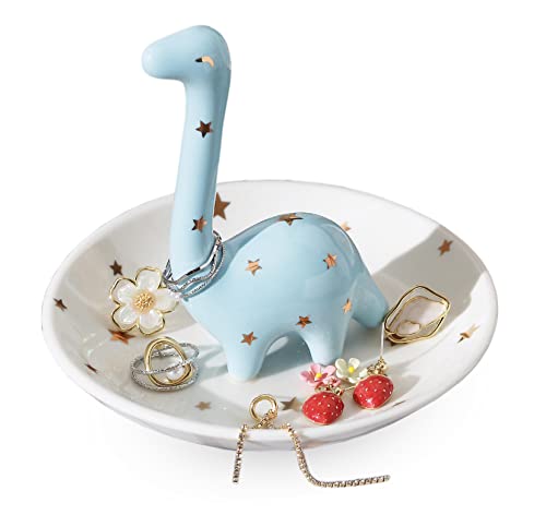 PUDDING CABIN Dinosaur Ring Holder for Jewelry, Christmas Gifts for Women Girls Birthday Wedding Graduation Valentines Bday Gift, Jewelry Dish Tray for Rings Bracelets Necklace Organizer