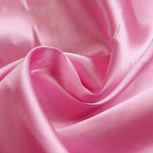 yjkis 59" solid color satin fabric charmeuse fabric for wedding decoration diy dress crafts, medium pink, 5 yards