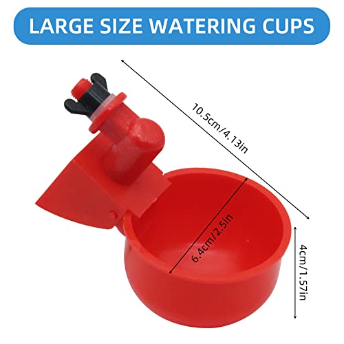12 Pcs Chicken Waterer Cups Automatic Poultry Drinking Bowl Feeder, 1/8 Inch Thread Auto-Fill Drinking Bowl for Chicken Duck Turkey Bird Rabbit (Red)