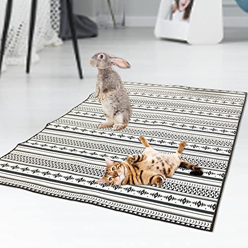 kathson Washable Pee Pads 79"x47" Non-Slip Rabbit Reusable Mat for Floor Pets Playpen Heavy Absorbency Potty Training Pads for Dogs Cats Rabbits Guinea Pigs Ferrets Small Animals