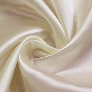 yjkis 59" solid color satin fabric charmeuse fabric for wedding decoration diy dress crafts, milky, 1 yard