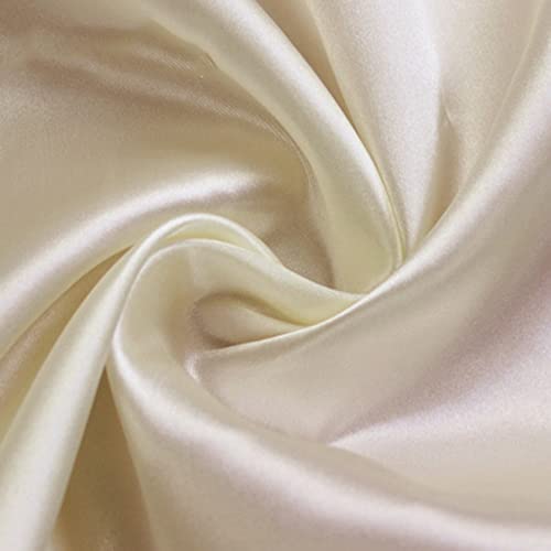 YJKIS 59" Solid Color Satin Fabric Charmeuse Fabric for Wedding Decoration DIY Dress Crafts, Milky, 1 Yard