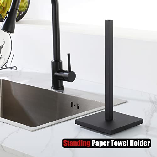 JQK Paper Towel Holder Stand Black, 304 Stainless Steel Kitchen Free Standing Countertop Paper Towel Dispenser Fits Standard and Jumbo Size, PTH240-PB