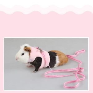 Guinea Pig Harness and Straps Adjustable No Pull Comfort Padded Walking Vest for Ferrets Guinea Pig Rabbit Hamster Puppy Kitten (Pink)
