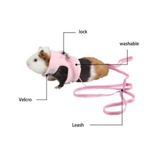 Guinea Pig Harness and Straps Adjustable No Pull Comfort Padded Walking Vest for Ferrets Guinea Pig Rabbit Hamster Puppy Kitten (Pink)