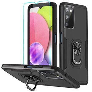 kelong for samsung galaxy a03s case,galaxy a03s case with kickstand | military grade drop proof protection phone cover | durable rugged protective shockproof tpu matte textured bumper - black